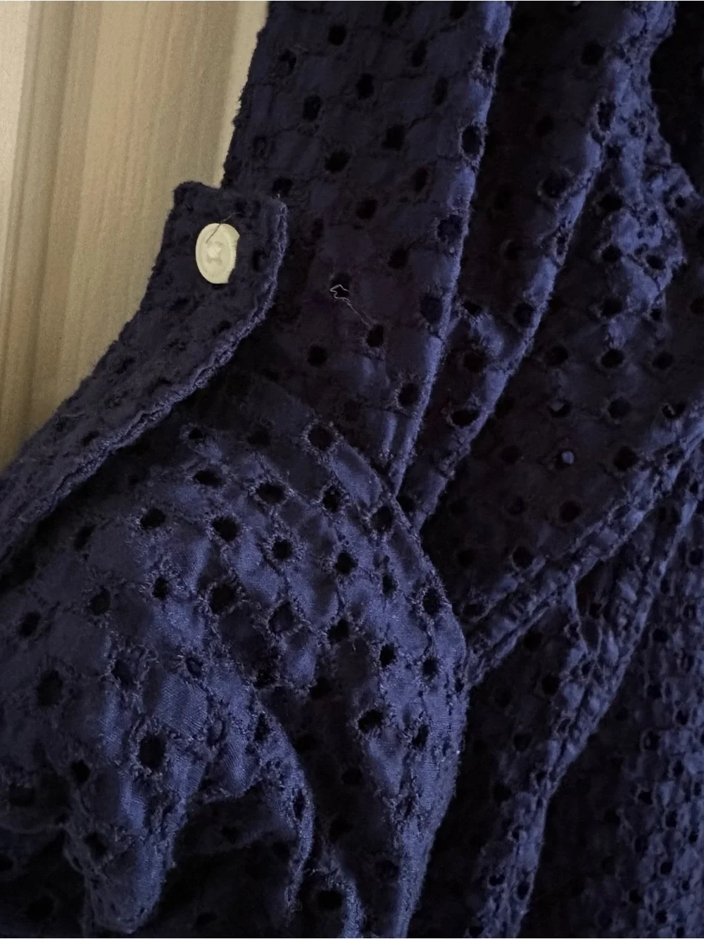 Gap Eyelet Heritage Collection Broderie Anglaise Cotton Roll Tab Navy Popover L